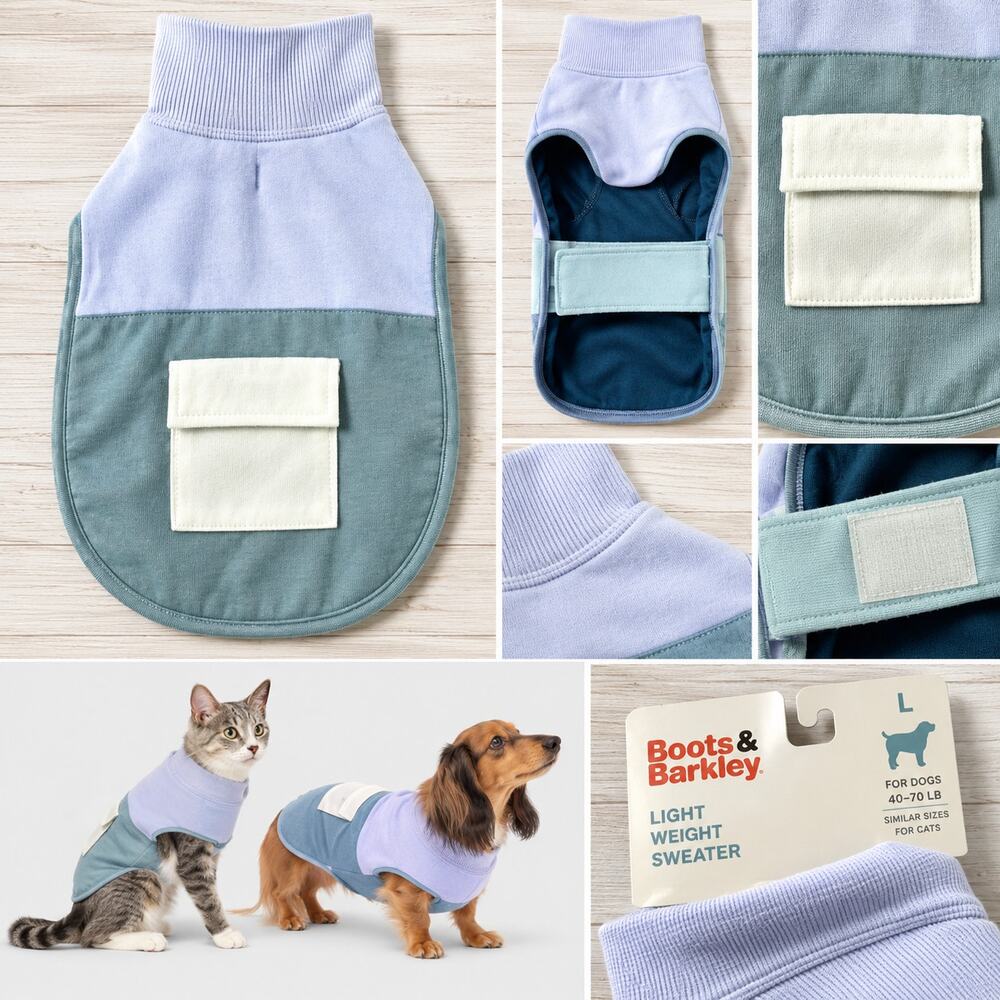 Boots & Barkley Lightweight Dog Sweater Lavender Blue Green L 40-70 lb NWT